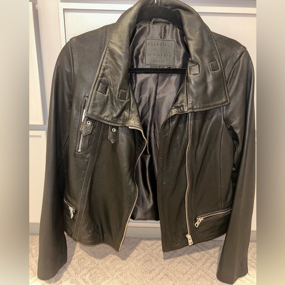 ALLSAINTS Leather Biker Jacket Black Size US 6